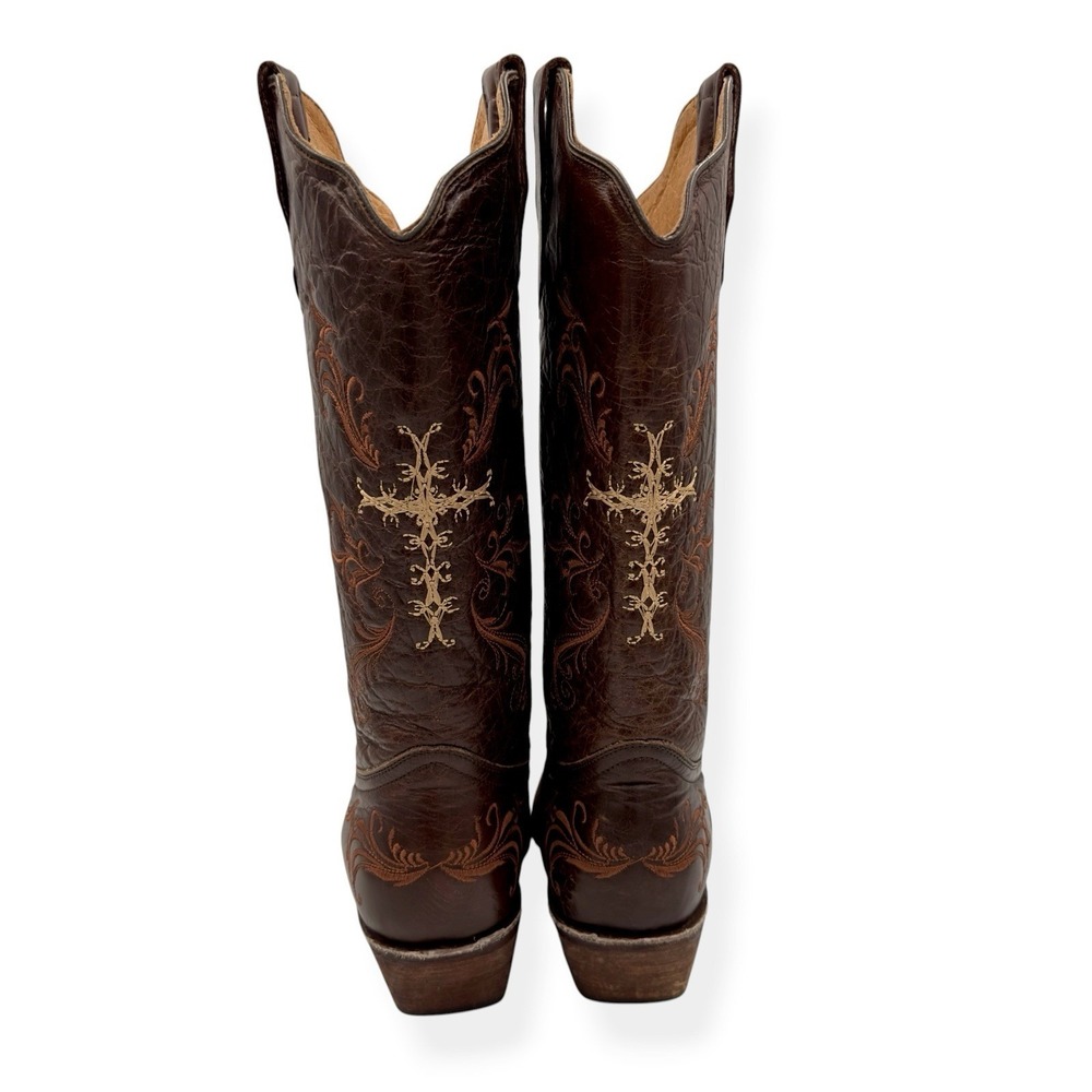 Circle G by Corral Boots L5039 Brown Leather Cross Embroidered Cowboy Women's 9M - Picture 8 of 14